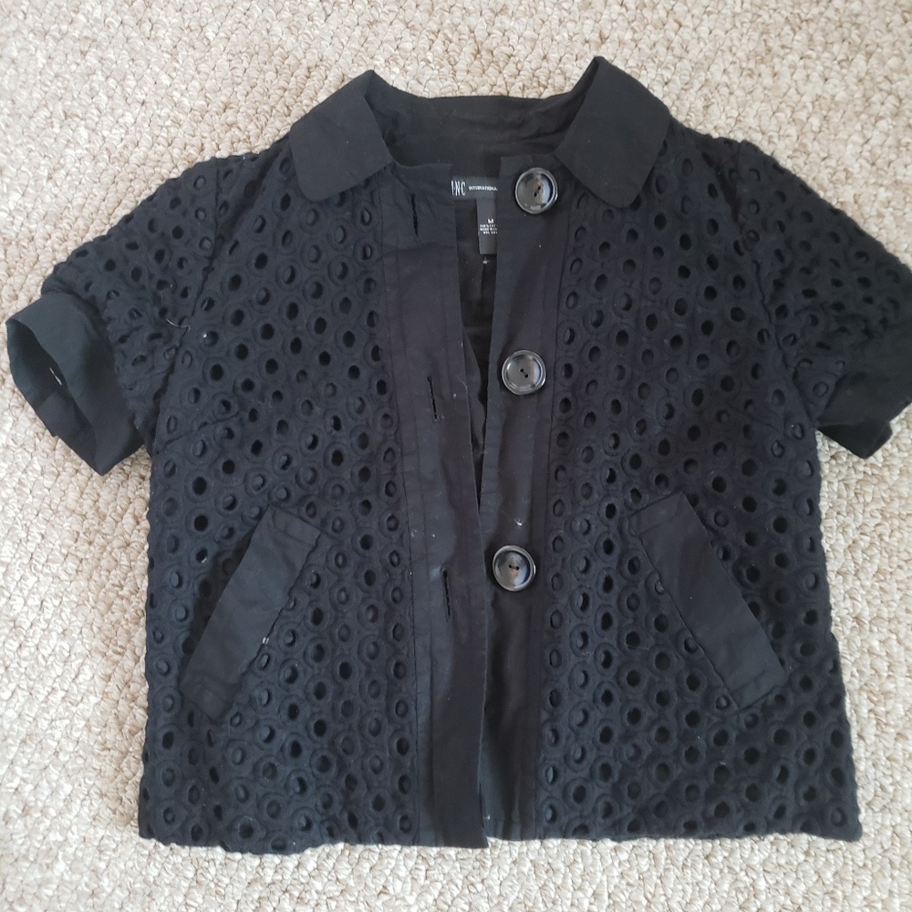 International Concepts Black Pokadot Coat